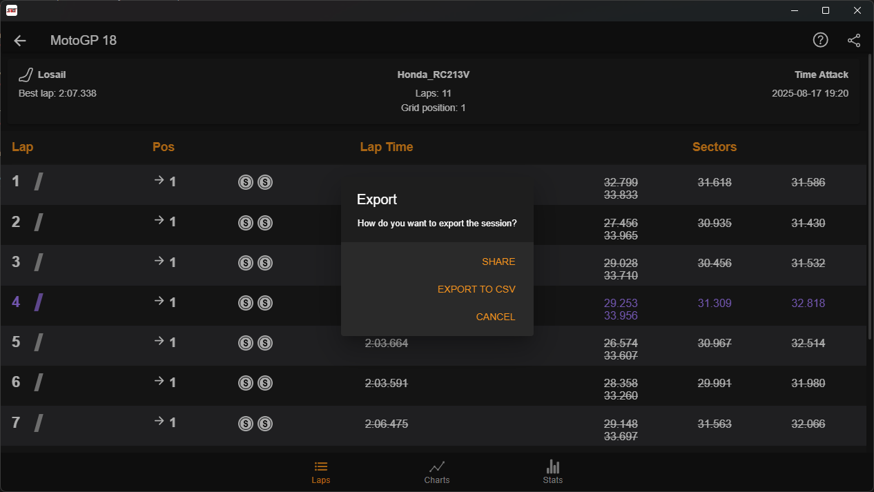 SRT CSV Export